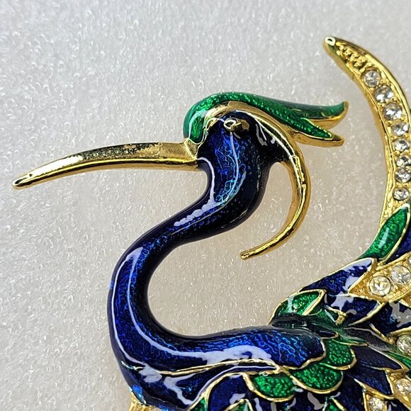 Large Stork Statement Brooch Phoenix Bird Large Bird Statement Brooch Pin - Picture 3 of 13